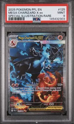Mega Charizard X ex 125/094 SIR 2025 Pokemon Phantasmal Flames PSA 9 MINT Card - Image 1