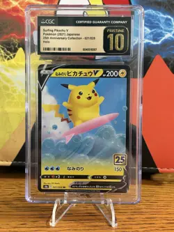 Pokemon CGC 10 PRISTINE Surfing Pikachu V RR 2021 021/028 S8a Japanese - Image 1