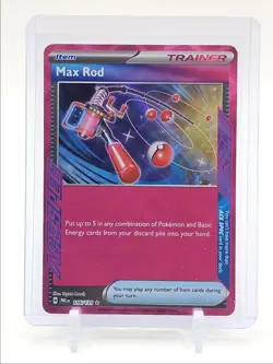 MAX ROD 2025 POKEMON PRISMATIC EVOLUTIONS ACE SPEC RARE 116/131 Q1677 - Image 1