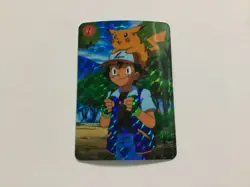 1996 Pokemon Japanese Vending Card Sticker #1 Ash Pickachu Jiggypuff Blue Back - Image 1