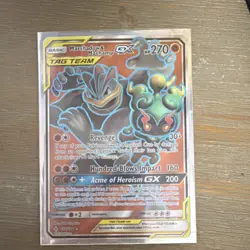 Pokemon Marshadow & Machamp GX TAG TEAM Ultra Rare Full Art 198/214 Holo 270HP - Image 1