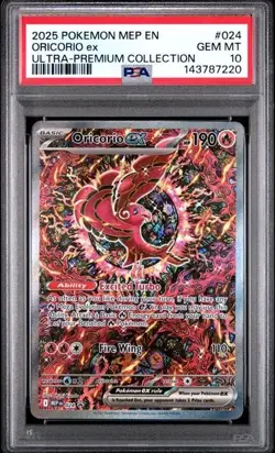 2025 POKEMON MEP EN-ME BLACK STAR PROMO 024 ORICORIO ex ULTRA-PREMIUM PSA 10 220 - Image 1