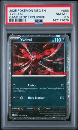 147177679 Yveltal 2025 Pokemon Mega Evolution #088/132 Promos PSA 8.5 - Image 1