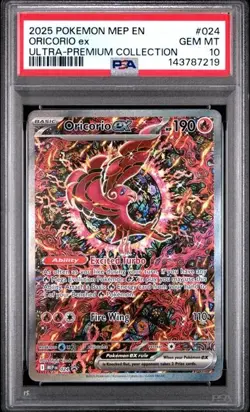 2025 POKEMON MEP EN-ME BLACK STAR PROMO 024 ORICORIO ex ULTRA-PREMIUM PSA 10 219 - Image 1