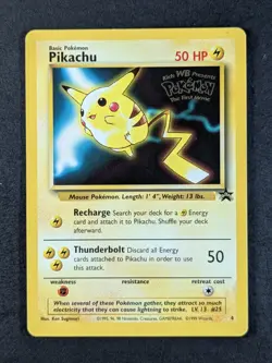 1999 Pokemon PIKACHU #4 Black Star Promo Mewtwo Strikes Back Movie Release (B) - Image 1