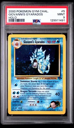 2000 Pokemon Gym Challenge Giovanni's Gyarados #5 Holo PSA Mint 9 - Image 1