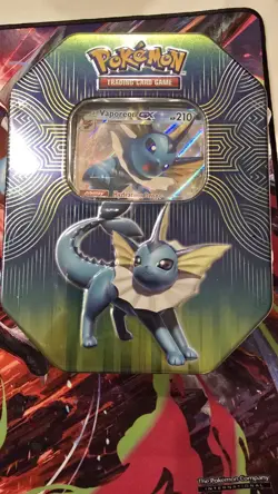 Pokemon TCG Elemental Power Tin Box Vaporeon GX Promo Card Booster English - Image 1