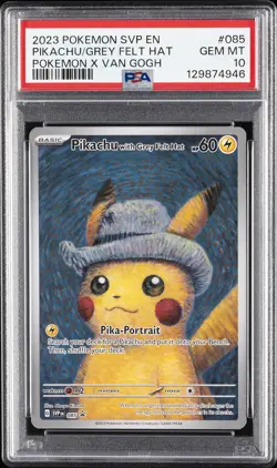 2023 POKEMON SVP EN-SV BLACK STAR PROMO #085 PIKACHU WITH GREY FELT HAT PSA 10 - Image 1