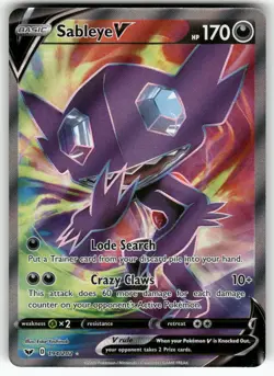 Sableye V (Full Art) SWSH01: Sword & Shield Base Set Ultra Rare,Holo Pokemon N - Image 1