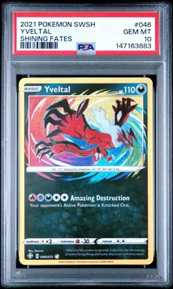 PSA 10 Yveltal 046/072 Pokemon TCG 2021 Sword & Shield Shining Fates - Image 1