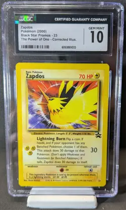 Zapdos Pokemon Black Star Promo 23 Corrected Naoyo Kimura Gem Mint 10 - Low POP - Image 1