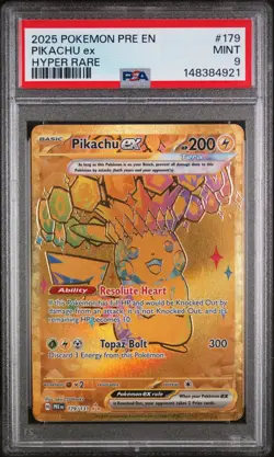 2025 POKEMON PRE EN-PRISMATIC EVOLUTIONS HYPER RARE #179 PIKACHU EX PSA 9 - Image 1