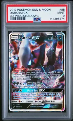 2017 POKEMON SUN & MOON BURNING SHADOWS #88 DARKRAI GX PSA 9 - Image 1