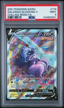 2021 Pokemon SWSH Galarian Slowking V Chilling Reign Full Art #179 PSA 9 - Image 1