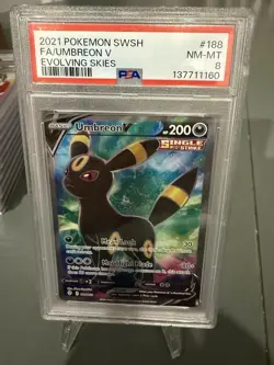 2021 Pokemon - SWSH Evolving Skies - Umbreon V - #188/203 - PSA 8 - Image 1