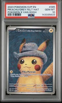 2023 POKEMON SVP EN-SV BLACK STAR PROMO #085 PIKACHU WITH GREY FELT HAT PSA 10 - Image 1