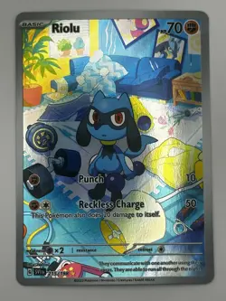 Pokemon Riolu 215/198 SV01 Scarlet & Violet Illustration Rare Holo 70 HP 2023 - Image 1