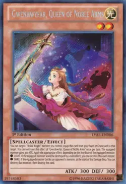 Yugioh! LP Gwenhwyfar, Queen of Noble Arms - LVAL-EN086 - Secret Rare - Unlimite - Image 1