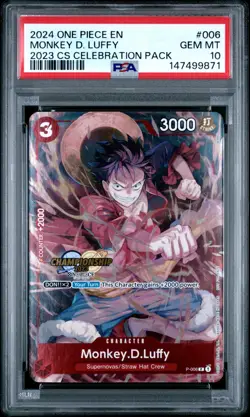 ONE PIECE 2024 MONKEY D. LUFFY CHAMPIONSHIP 2023 CELEBRATION PACK #006 PSA 10 - Image 1