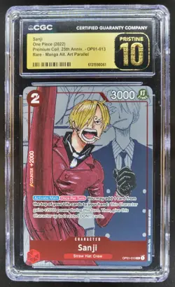 2022 ONE PIECE SANJI RARE MANGA ALT ART OP01-013 CGC 10 PRISTINE B PT - Image 1