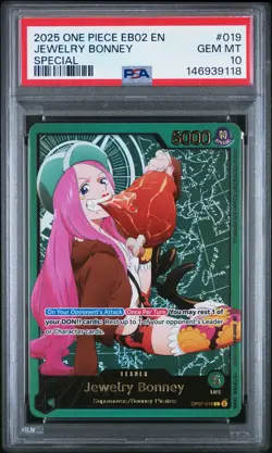 ONE PIECE 2025 JEWELRY BONNEY SPECIAL EB02-ANIME 25TH COLLECTION- #019 PSA 10 - Image 1