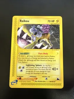 Pokemon Raikou Skyridge Rare Card 28/144 Non Holo LP + - Image 1
