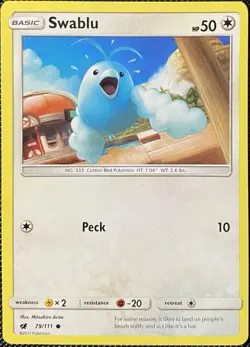 Swablu 79/111 Sm-Crimson Invasion Regular - Pokemon Card - Image 1