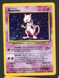 Mewtwo 010/102 Base Set Holo Unlimited Rare Pokemon Card LP - Image 1