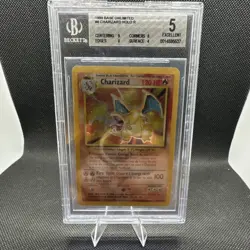 Pokemon Charizard Holo Rare 4/102 Base Set Unlimited Beckett/ BGS 5 1999 Card - Image 1