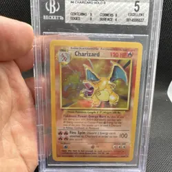 Pokemon Charizard Holo Rare 4/102 Base Set Unlimited Beckett/ BGS 5 1999 Card - Image 3