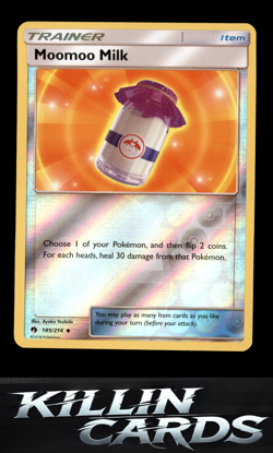 Reverse Holofoil Moomoo Milk 185/214 Pokemon Uncommon SM - Lost Thunder Card NM - Image 1