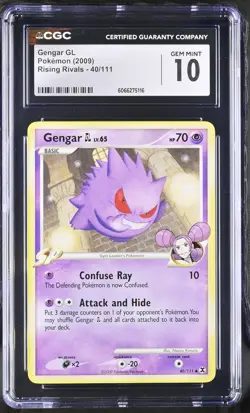 CGC 10 GEM MINT Gengar GL 2009 Rising Rivals 40/111 Pokemon Card - Image 1