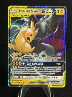 Pokemon Pikachu & Zekrom GX Tag Team Full Art Holo 33/181 2019 HP240 Rare Card - Image 3