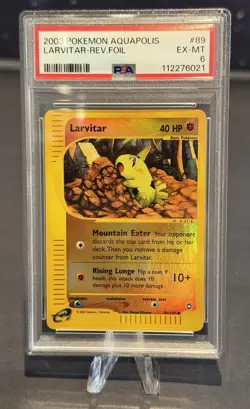 2003 Pokemon Aquapolis English Card - PSA 6 - Larvitar Reverse Foil #89/147 - Image 1