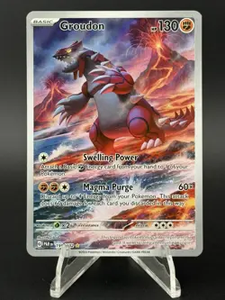 Pokemon Card Groudon Full Art Paradox Rift 199/182 Holo Rare - Image 1