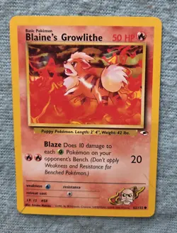 Pokemon Blain's Growlithe 62/132 Gym Heroes Set Common NM/LP Card - Image 1