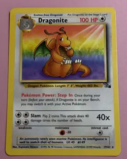 Dragonite 19/62 Fossil Non Holo Regular Rare 1999 Pokemon TCG Card LightlyPlayed - Image 3
