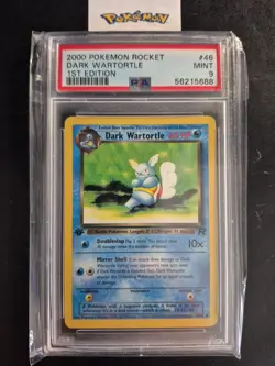 First Edition 2000 Pokemon Rocket 46/82 Dark Wartortle PSA Mint 9 - Image 1
