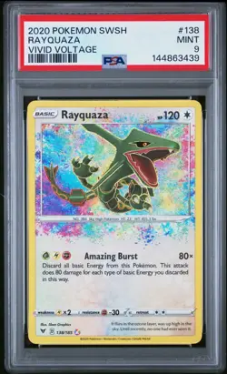 2020 Pokemon Sword & Shield SWSH Rayquaza Vivid Voltage #138 PSA 9 Mint - Image 1