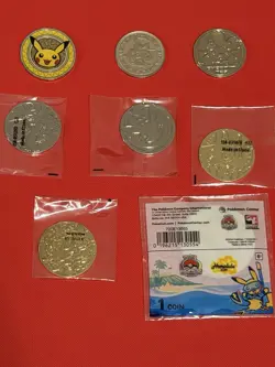 Pokemon Metal Coin Lot Pikachu Cherrim Lucario Honolulu World Championships 2024 - Image 1