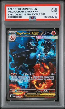 2025 POKEMON PFL SPECIAL ILLUSTRATION RARE #125 MEGA CHARIZARD X EX PSA 9 - Image 1