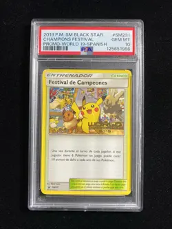 2019 Pokemon TCG EN Black Star World Champions Festival Promo #SM231 PSA 10 IC16 - Image 1