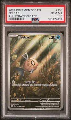 2024 POKEMON SSP EN-SURGING SPARKS ILLUSTRATION RARE #198 FEEBAS PSA 10 - Image 1