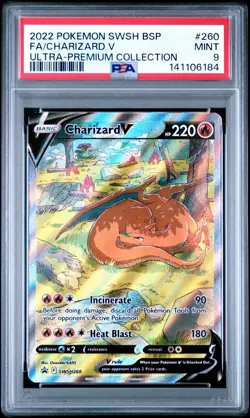 POKEMON FA/CHARIZARD V 2022 SWSH BLACK STAR PROMO #260 ULTRA-PREMIUM COLL. PSA 9 - Image 1