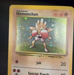 1999 POKEMON BASE SET UNLIMITED HITMONCHAN 7/102 HOLO RARE - Image 4