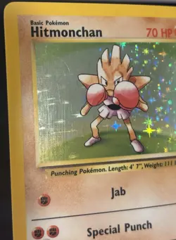 1999 POKEMON BASE SET UNLIMITED HITMONCHAN 7/102 HOLO RARE - Image 5
