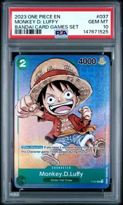 ONE PIECE MONKEY D. LUFFY 2023 PROMOS #037 BANDAI CARD GAMES SET PSA 10 - Image 1