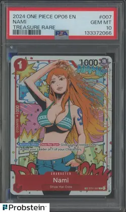 2024 One Piece OP06 EN #007 Nami Treasure Rare PSA 10 GEM MINT - Image 1