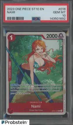 2023 One Piece ST10 EN #016 Nami PSA 10 GEM MINT - Image 1