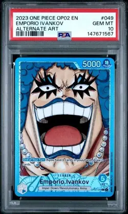 ONE PIECE EMPORIO IVANKOV OP02-PARAMOUNT WAR #049 ALTERNATE ART PSA 10 - Image 1